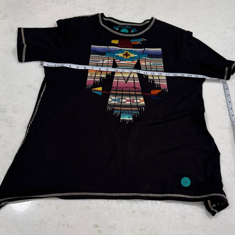 Double D Ranch Black Tee with Southwestern Motif